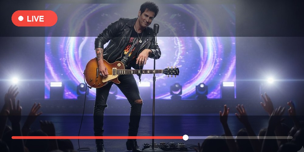 A live performance being streamed, with an on-air indicator